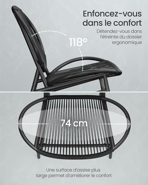 3-Piece Balcony Furniture Set with Table & Chairs