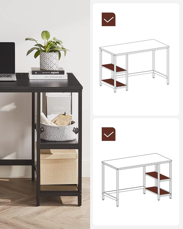 Computer Desk with 2 Shelves – Reversible Office PC Table