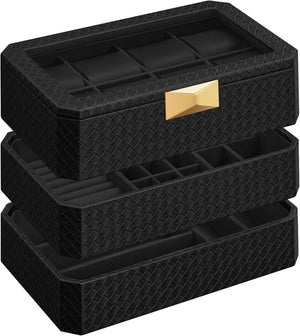 8-Slot 3-Tier Stackable Watch Box – PU Leather - Karrari