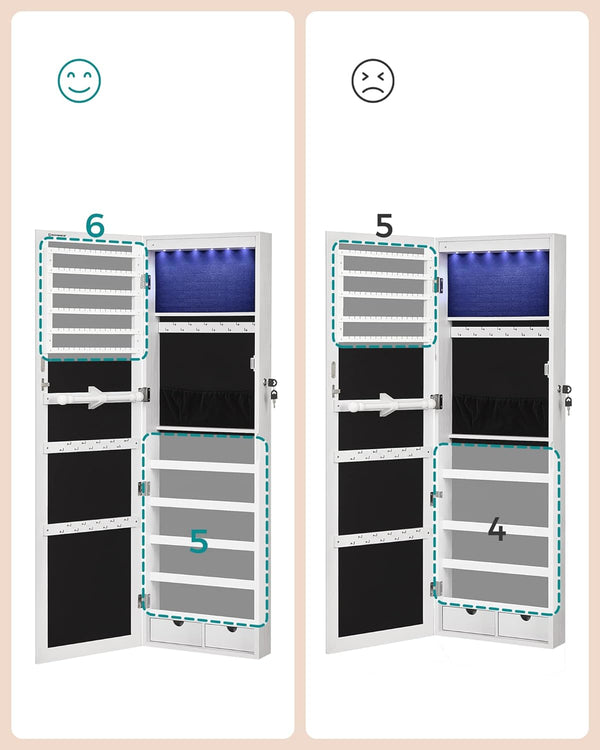LED Jewellery Cabinet – Wall Mounted or Over-the-Door - Karrari