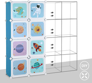 15-Cube Shelving System - Kids Storage Cabinet with Doors