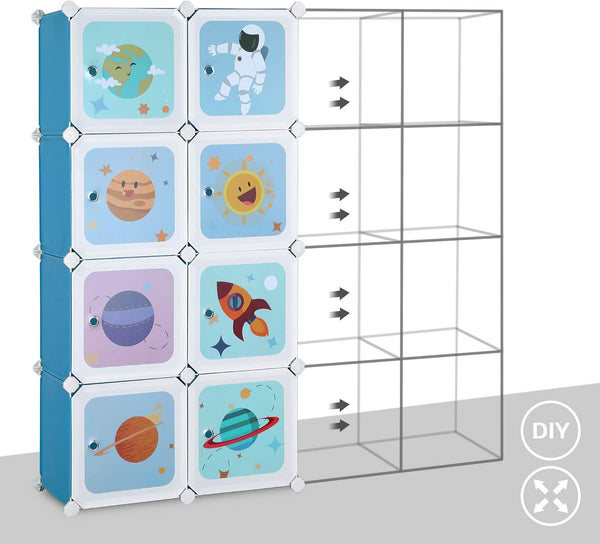 15-Cube Shelving System - Kids Storage Cabinet with Doors