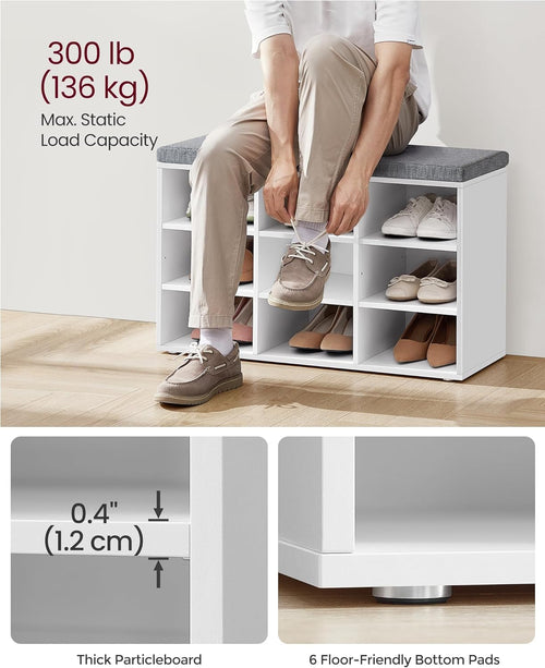 Shoe Storage Bench with Cushion – 9 Compartments - Karrari