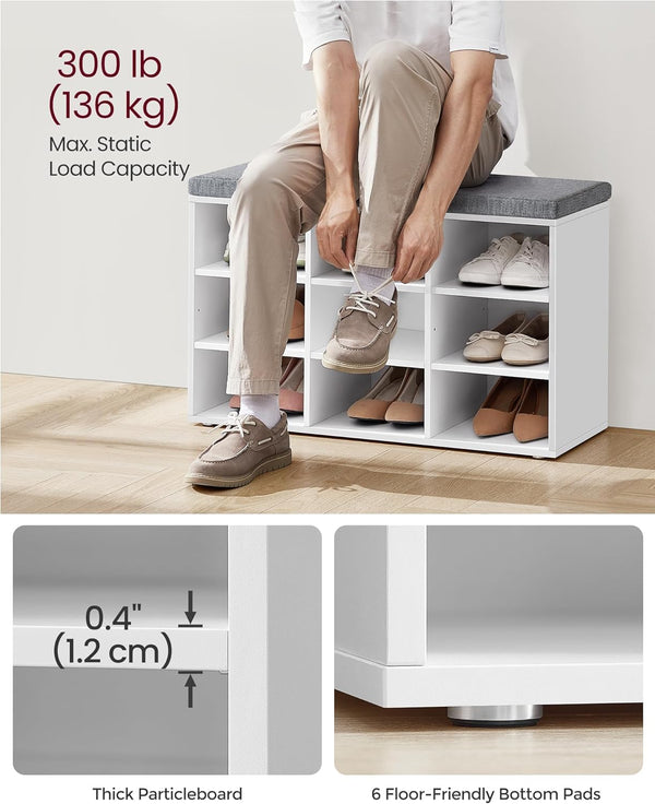 Shoe Storage Bench with Cushion – 9 Compartments - Karrari