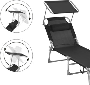 Adjustable Sun Lounger, Lightweight & Foldable