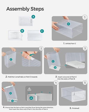 Pack of 12 Clear Stackable Plastic Shoe Storage Boxes - Karrari