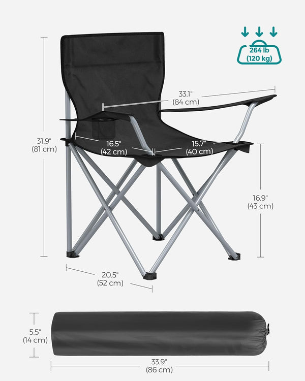 Folding Camping Chairs with Cup Holders (Set of 2)