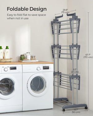 4-Tier Foldable Clothes Drying Rack – Stainless Steel - Karrari