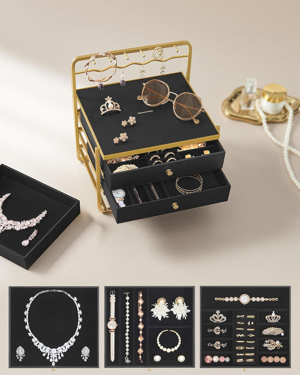 3-Tier Jewellery Organizer - Drawers & Hanging Rack