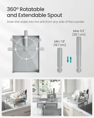 360° Dish Rack with Drain Spout & Cutlery Holder - Karrari