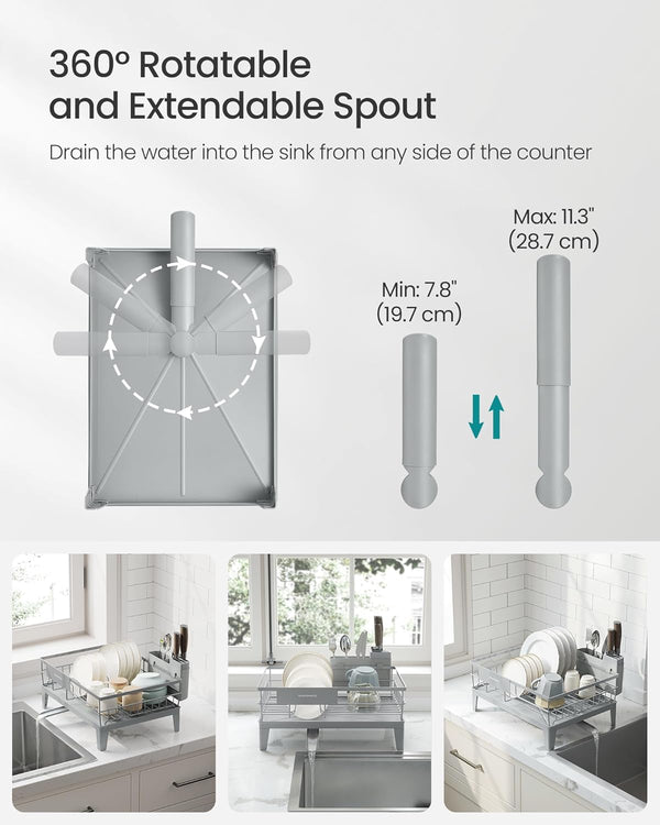 360° Dish Rack with Drain Spout & Cutlery Holder - Karrari