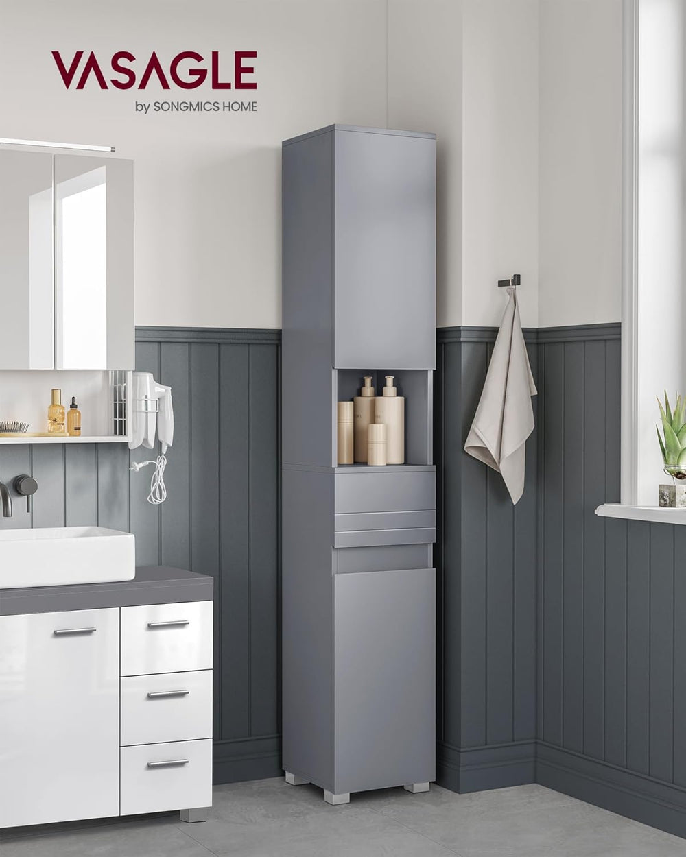 Tall Bathroom Cabinet with Drawer