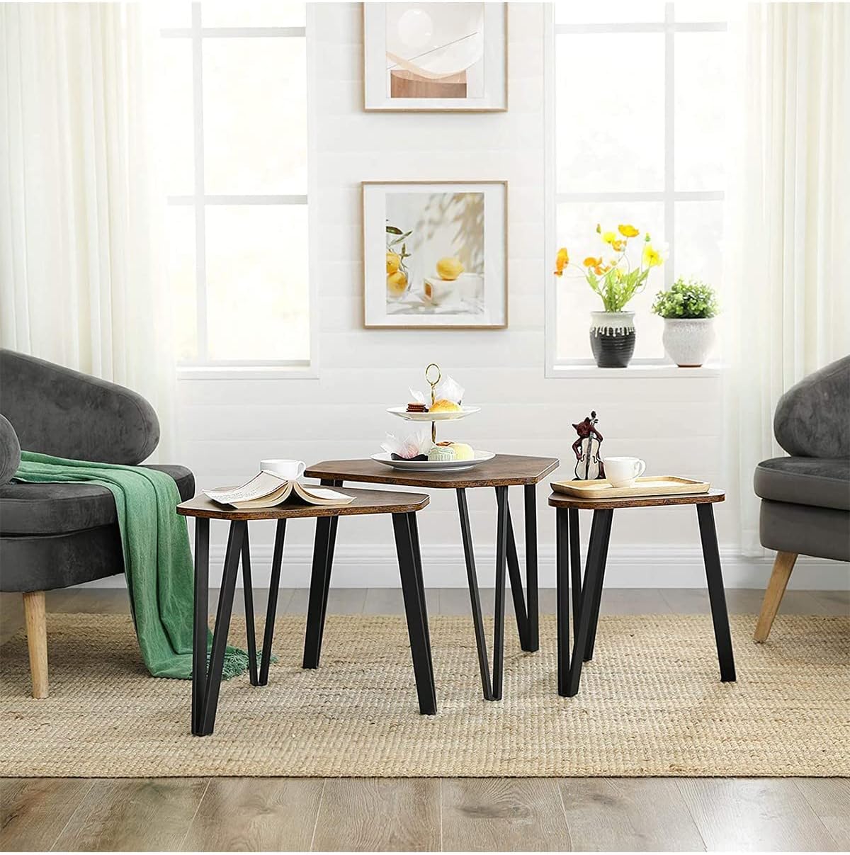 Industrial Nesting Coffee Table, Set of 3 End Tables