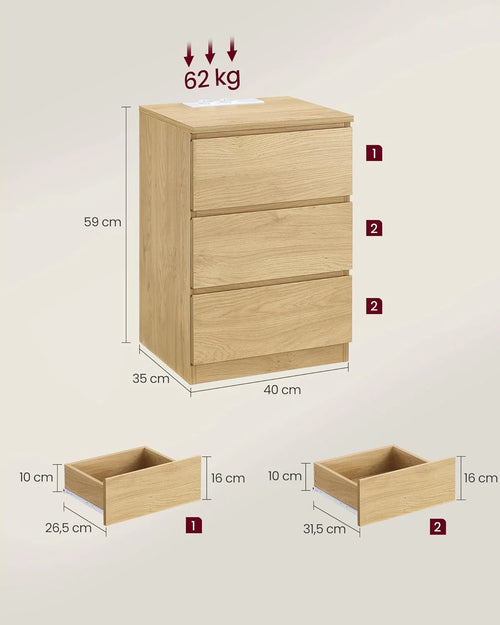 Nightstand with Charging Station – Drawers, AC & USB Ports - Karrari