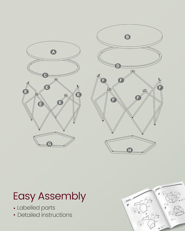 2-Piece Round Coffee Tables with Removable Tops - Karrari