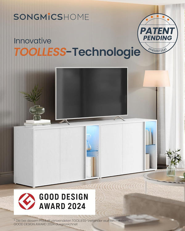 Sideboard Cabinet with Glass Shelf & LED Lighting - Karrari