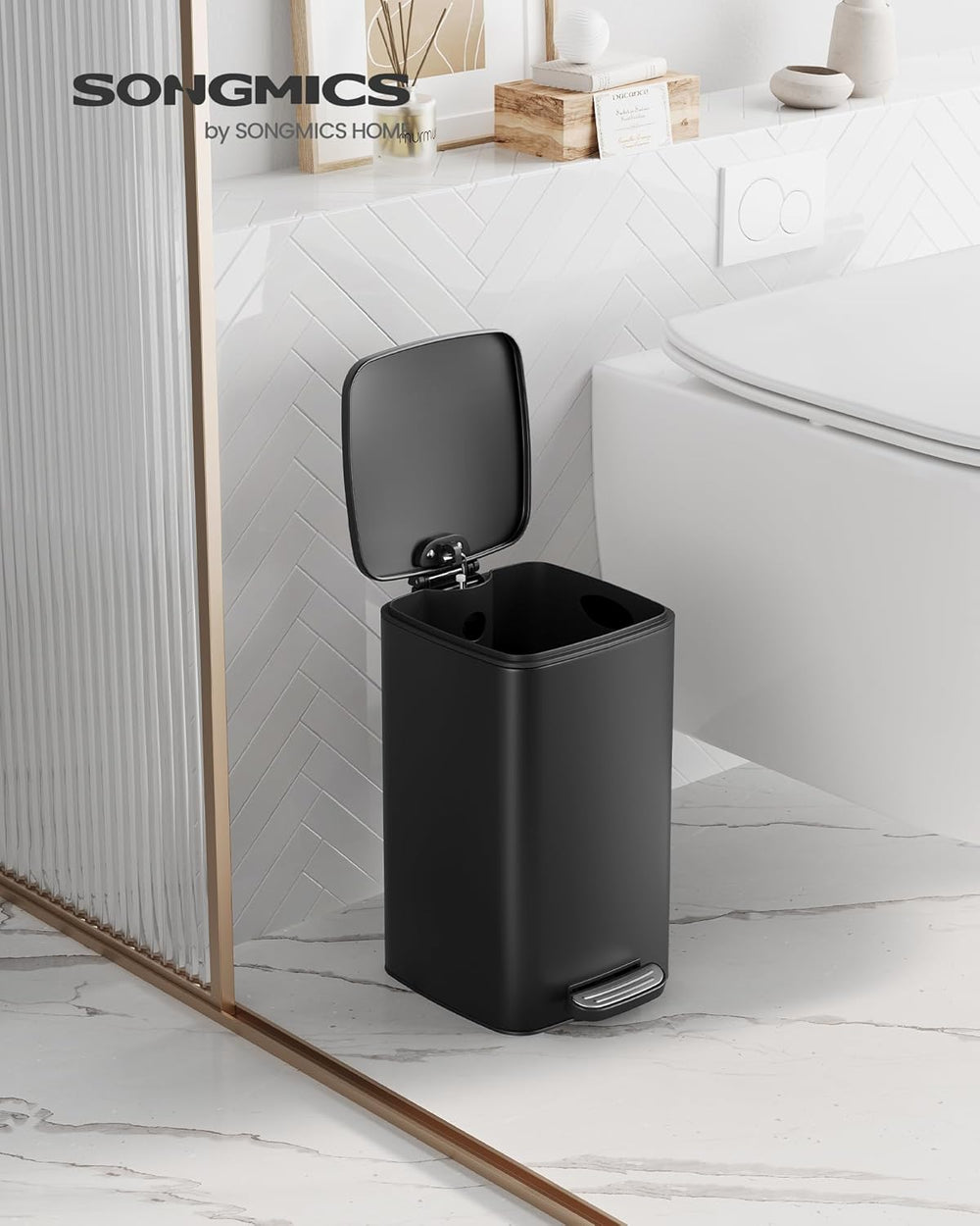 8L Steel Bathroom Bin with Soft Close Lid