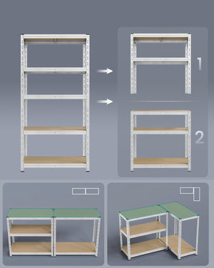 Heavy-Duty Garage Shelving Unit -Set of 2 (30x75x150cm)