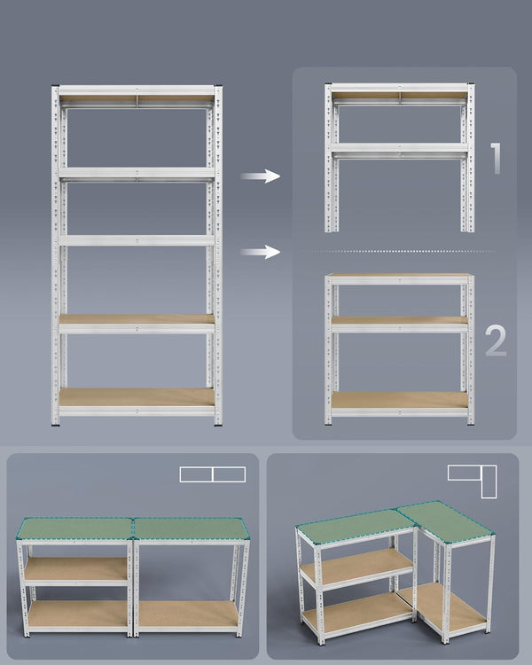 Heavy-Duty Garage Shelving Unit -Set of 2 (30x75x150cm)