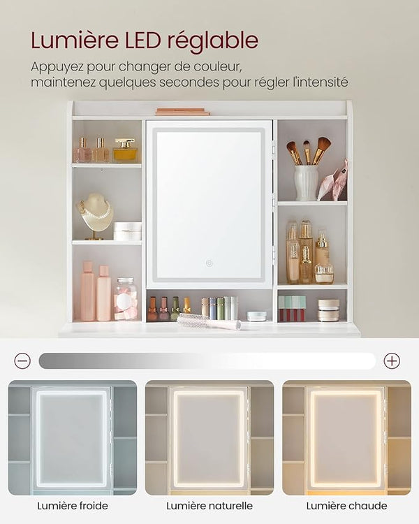 Dressing Table with LED Mirror, Shelves & Drawers - Karrari