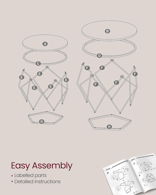 2-Piece Round Coffee Tables with Removable Tops - Karrari