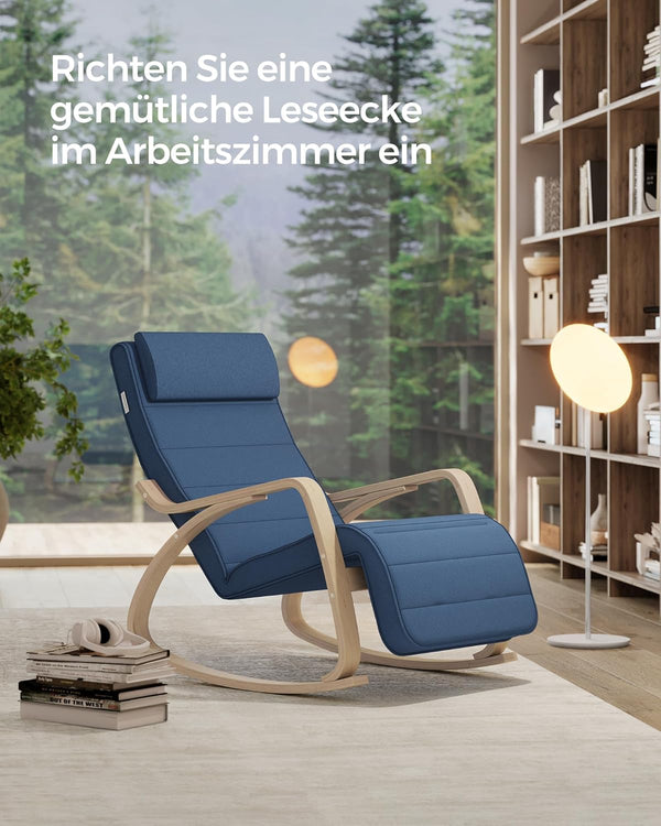Rocking Chair with Adjustable Footrest - Midnight Blue - Karrari