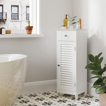Bathroom Cabinet, Space-Saving Cabinet with Drawer and Shutter Door