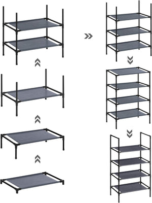 Shoe Rack 4-Tier (Set of 2) Metal Frame & Fabric Shelves