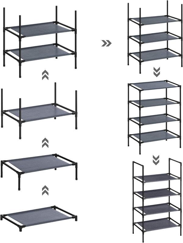 Shoe Rack 4-Tier (Set of 2) Metal Frame & Fabric Shelves