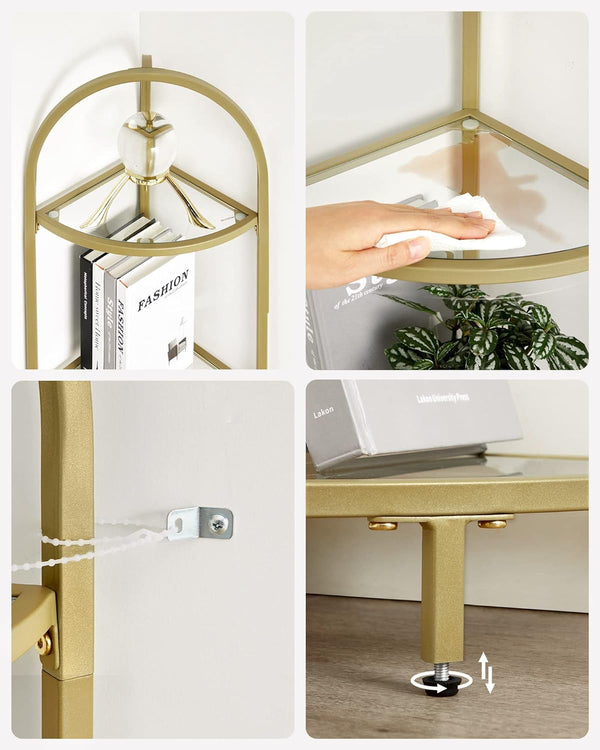 5-Tier Corner Shelf Stand with Tempered Glass - Karrari