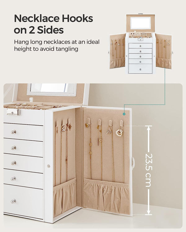 6-Tier Lockable Jewellery Box with Mirror & 5 Drawers - Karrari