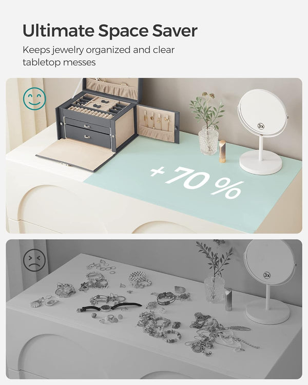 Lockable Jewellery Box with Mirror & 2 Drawers - Karrari