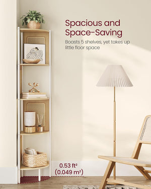 5-Tier Boho Corner Shelf Stand - Polyrattan Sides - Karrari