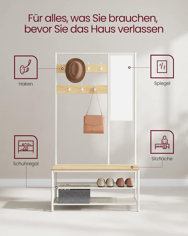 Coat Rack with Mirror & Bench - Karrari