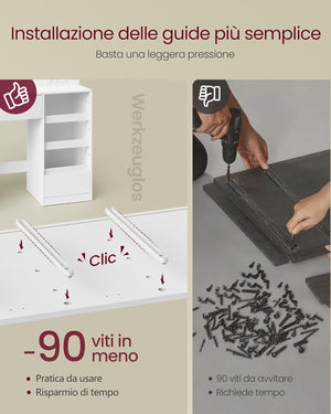 Makeup Table with LED Lights, Mirror & Toolless Rail Mount