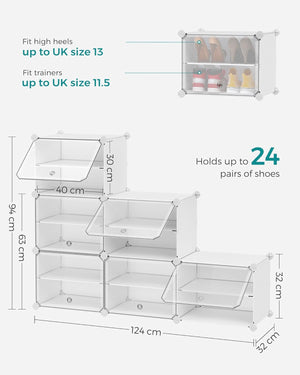 6-Slot Interlocking Shoe Rack Cabinet (White) - Karrari