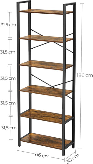 6-Tier Industrial Bookshelf - Karrari