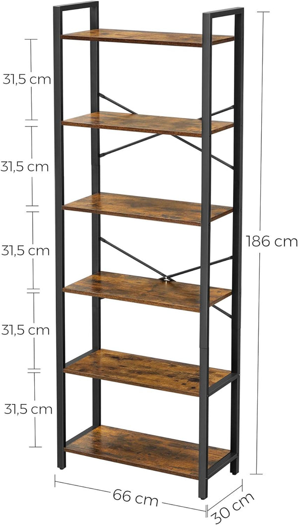 6-Tier Industrial Bookshelf - Karrari