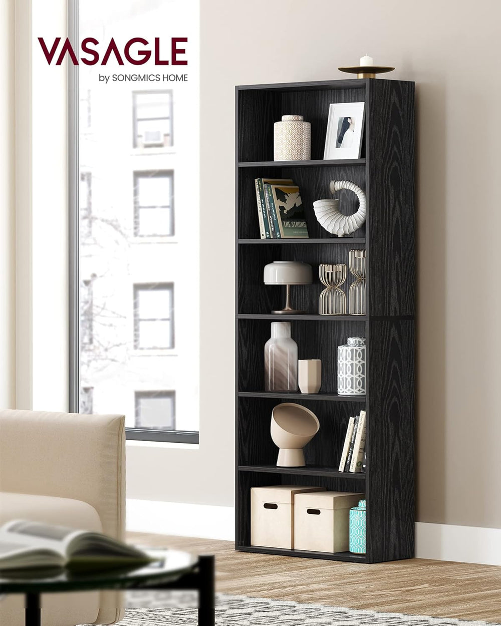 6-Tier Bookshelf with Open Storage