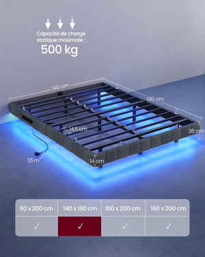 Double Bed Frame (140x190cm) LED Lighting & Electrical Outlets