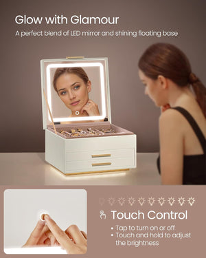 3-Layer Jewellery Box with Mirror & LED Lights