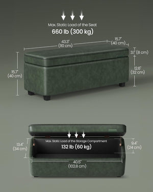 Storage Ottoman Bench – Leather Look, Mid-Century Design