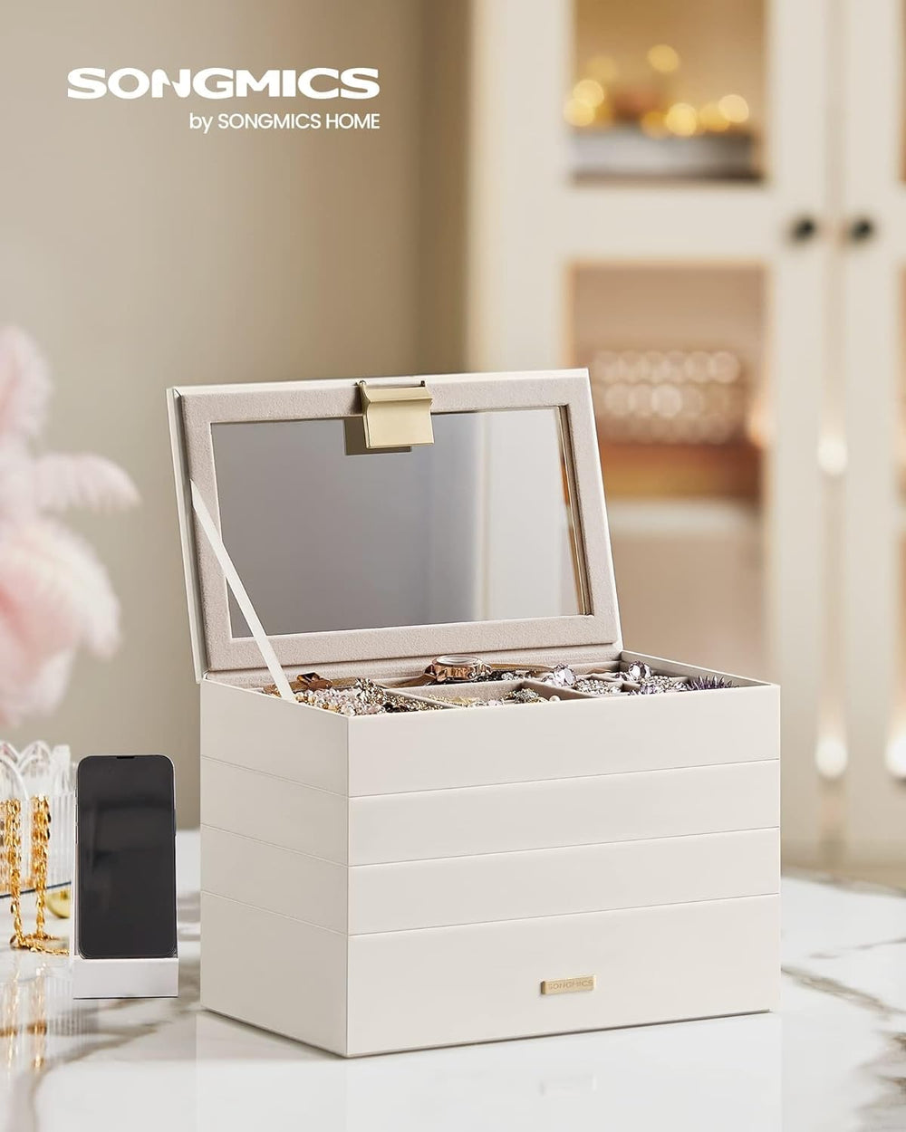 4-Tier Stackable Jewellery Box with Glass Lid - Karrari