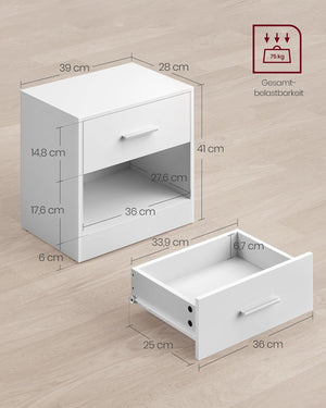 Bedside Table with Drawer & Shelf - Karrari