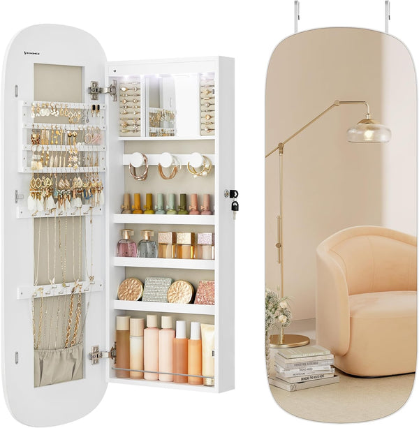 Lockable LED Jewellery Cabinet with Mirror - Karrari