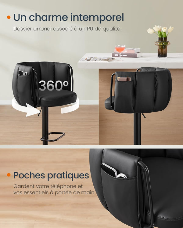 360° Swivel Bar Stools with Adjustable Height (Set of 2)