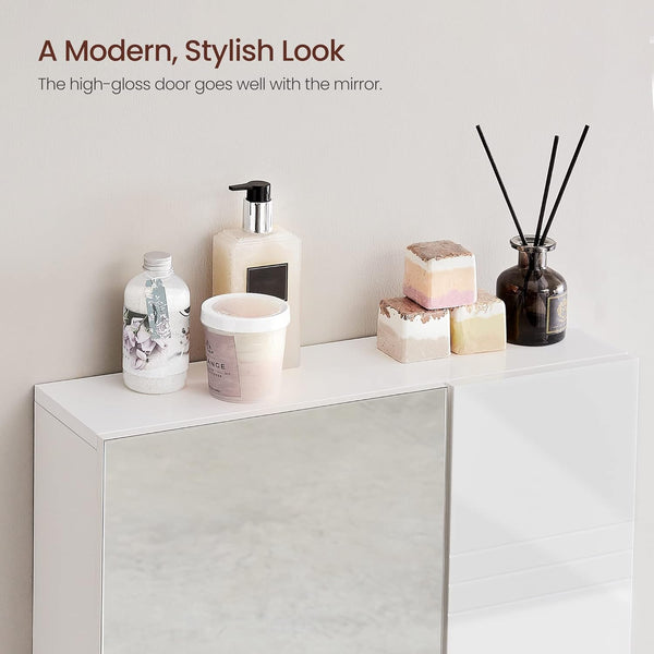 Wall-Mounted Bathroom Cabinet - Mirror & Glossy Door
