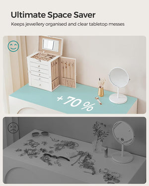6-Tier Lockable Jewellery Box with Mirror & 5 Drawers - Karrari