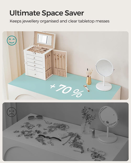 6-Tier Lockable Jewellery Box with Mirror & 5 Drawers - Karrari