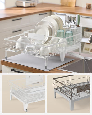 Expandable Dish Rack with Spout & Utensil Holder - Karrari